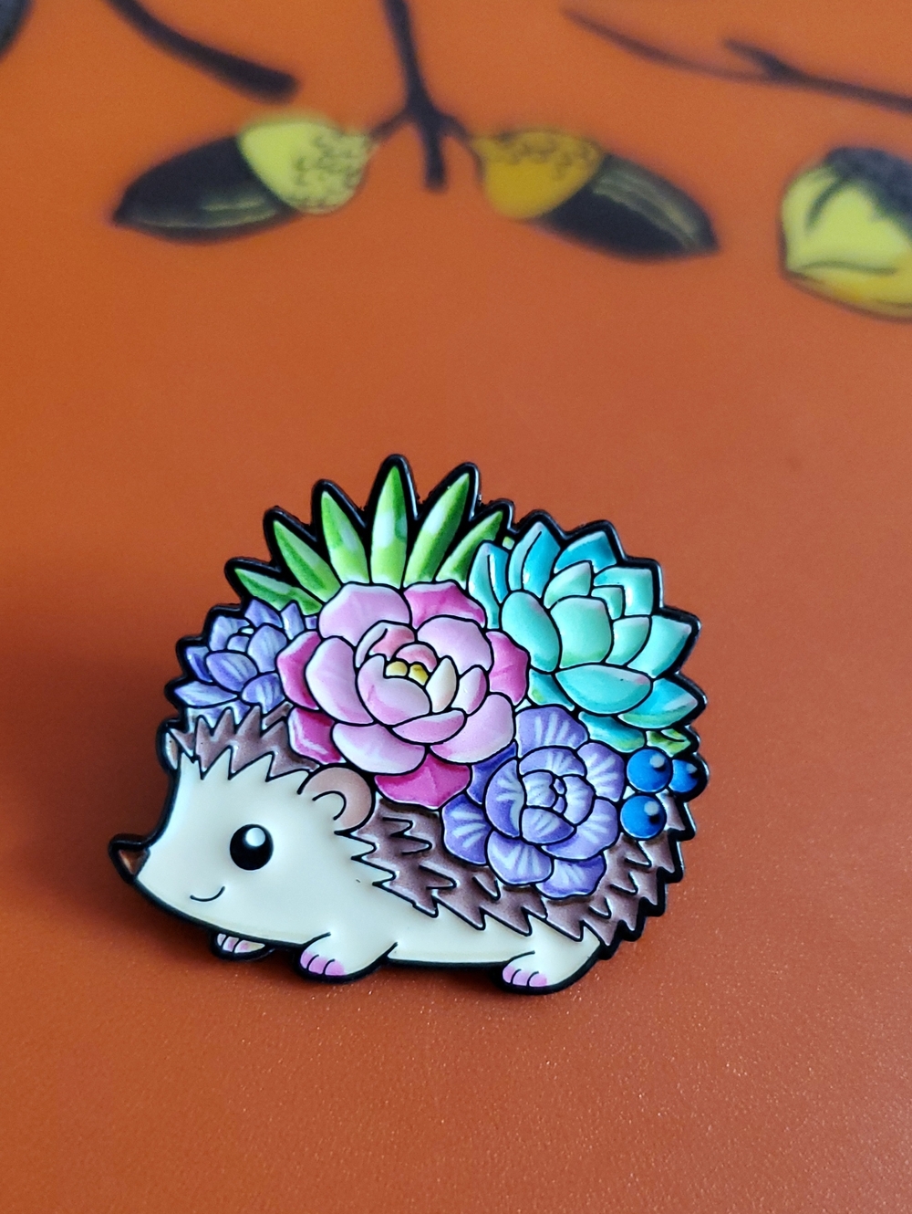 Succulent Hedgehog Enamel Pin - Colorful Pastel Design